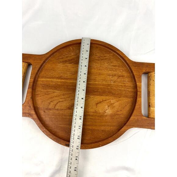 Richard Nissen Teak Wood Tray w/ Cork Handles Danmark Scandinavian MCM 1960s VTG - Picture 5 of 15